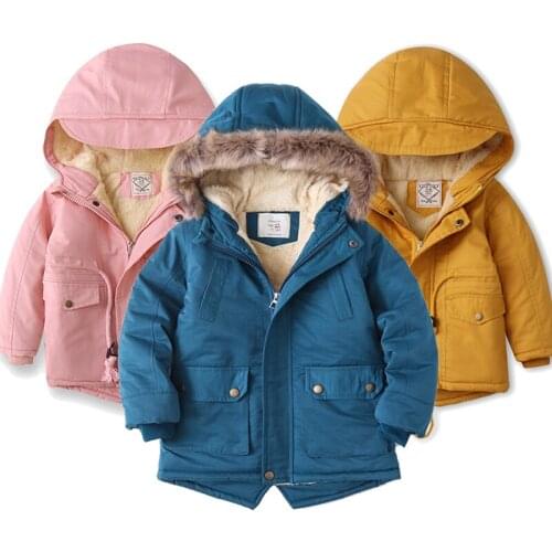 Outdoor sports kids Winter Jacket For Girls Fleece Thicken Girls Winter Coat Hooded cotton Winter Girls Jackets Outwear 3-12y