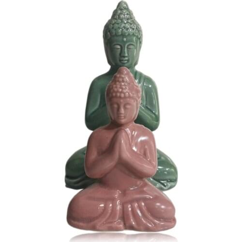 Buddha Statue Home Decor Zen Figurines Room Car Ornaments Spa Room Buddhism Meditation Props Thailand Ceramic Sculpture Craft