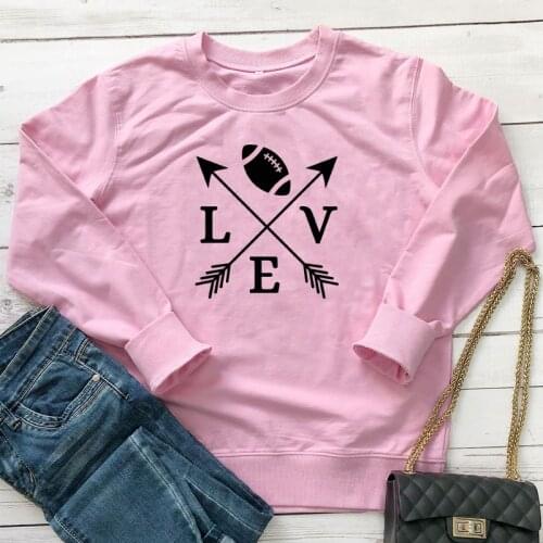 Love Football Arrow Sweatshirt Casual Unisex Long Sleeve Game Day Pullovers Funny Women Crewneck Graphic Sport Sweatshirts Femme