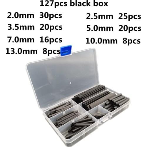 127pcs Box Type Heat Shrinkable Tube Black 2:1 Electronic DIY Kit Wire Connection Tool Accessories Data Line Protection Cable