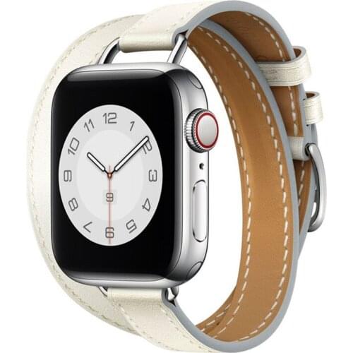 Slimmer Extra-long Strap for Apple Watch 6SE Leather Loop 38mm 42mm Elegant Double Tour Wristband for iWatch 40/44mm 5 4 3Correa