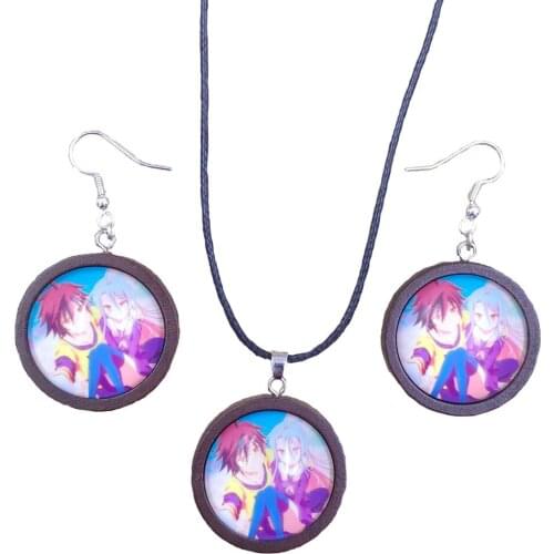 Cute Anime 19 Styles NO GAME NO LIFE Fashion Jewelry Set Necklace&Earrings Wood Wooden Women Female Gift Girl YXRS