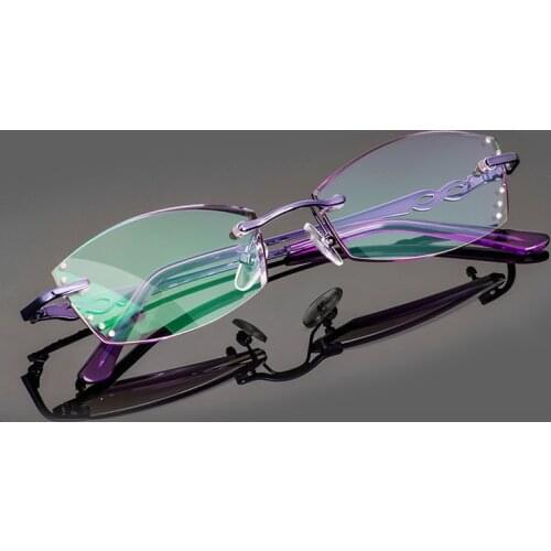 Women Retro Hyperopia Glasses Clear Resin Lens Full Metal Frame Glasses Resin Lens Reading Glasses Purple 1.0 to 4.0 R124