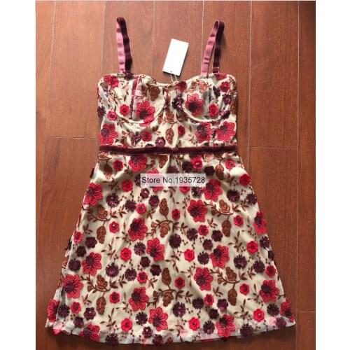 ElfStyle Women Black/Red Lace Velvet Flower Embroidered Mini dress Features Strap Style/Tube Top Style With Removable Strap