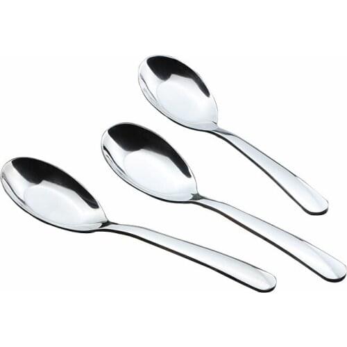 3pcs Flat Bottom Spoon Stainless Steel Deepening Spoon Household Large Kitchen Tableware Set Childrens Eating Long Handle Spoon