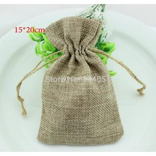 30pcs/lot Blank Linen Bags Fabric Wedding Favor Pouches 15*20cm Drawstring Jewelry Sachet Gift Bags Free Shipping