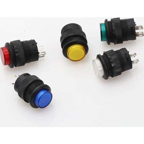 16mm White Red Blue Green Yellow LED Lamp 4pin Latching /Momentary Type 16MM Round Self-Lock Push Button Switch 3A/250VAC