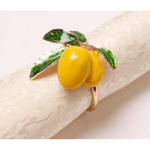 6 PCS New Lemon Napkin Ring for Hotel Table Decoration Fruit Napkin Buckle Paper Towel Ring 5 Colors