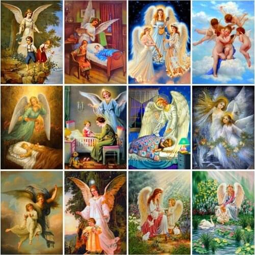 AZQSD 5D Diamond Painting Woman Angle Full Drill Square Handmade Gift Diamond Embroidery Religious Mosaic Home Decoration