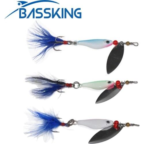 TAF 3pcs/lot 6.5cm/10g Spinner Bait with Treble Hooks Metal Spoons Bass Lures for Carp Fishing Feather Spoon Fishing Lure Pesca