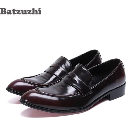 Batzuzhi Formal Mens Shoes Genuine Leather Business Men Dress Shoes Slip On Footwear, Big Sizes US6-12, EUR38-46