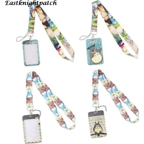 12pcs/lot E2574 Cartoon Cat Keychain Phone USB Badge Holder Keys Straps Tag Neck lanyard Credit Card Holder Students Card Case
