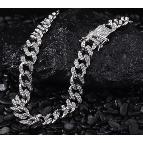 Men Women Hip hop Iced Out Bling Chain Necklace High quality 13mm width Miami Cuban Chain HipHop Necklaces Fashion men Jewelry