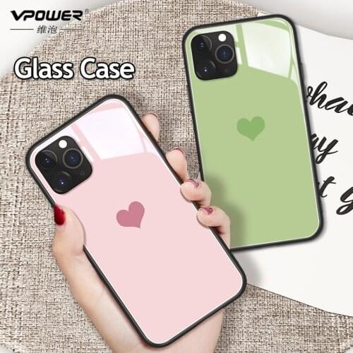 For iphone 11 pro max / 11 pro Tempered glass Cases protection love Candy color phone cases for iphone 11 pro glass shell cover