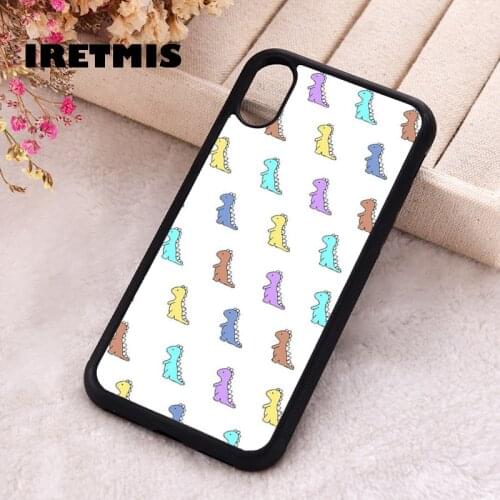 Iretmis 5 5S SE 2020 Phone Cover Case for iPhone 6 6S 7 8 Plus X Xs XR 11 12 Mini Pro Max Rubber Silicone Rainbow Dino