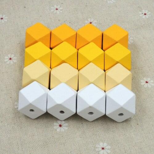 40pcs geometric wood bead 20mm FADE YELLOW FOR JEWELRY WHOLESALE chunky MIX 4 COLORS EA510