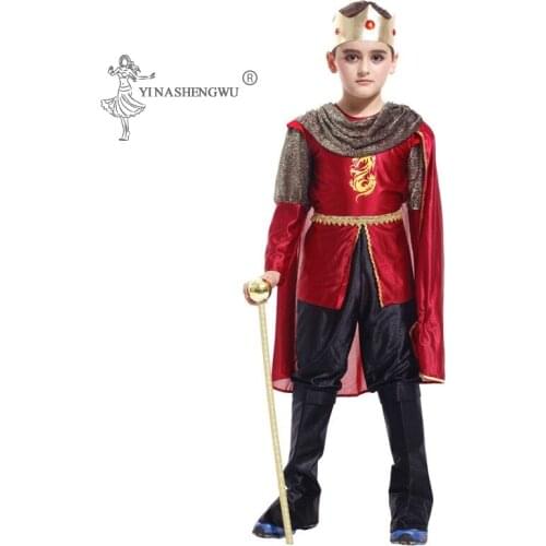 Children King Cosplay Costume Birthday Party Prince Dress Up Clothing Anime Sets Jumpsuits Kids Halloween Carnvial Clothes Suits