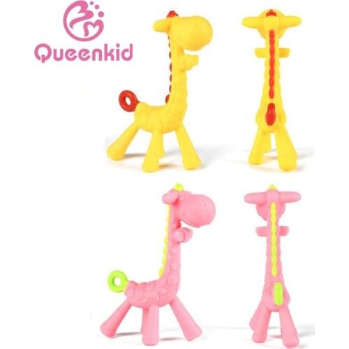 Baby teether cartoon teething care BPA Free Soft Silicone to please molar stick giraffe teether safety baby teeth