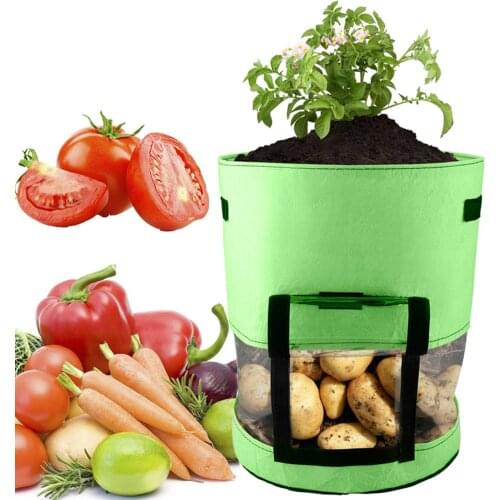 Potato Planter Pot Transparent Planting Bags Gardening Supplies Black Green Gardens Peppers Waterproof Light Weight 7/10 Gallon