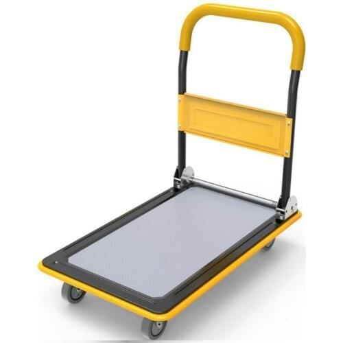 Freight flatbed truck steel plate office household trolley portable four-wheel folding trailer trolley