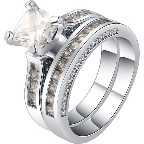HAINON JEWELS silver color Ring Set with white large CZ Fine Jewellry for Women Men size 6-10 engagement ring Distribution
