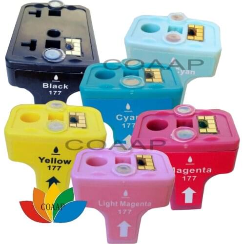 6pcs Compatible ink Cartridge For HP 177 HP177 C7170 C7177 C5175 C5183 C6175 C3313 photosmart 3210 3213 3308 3310 Printer