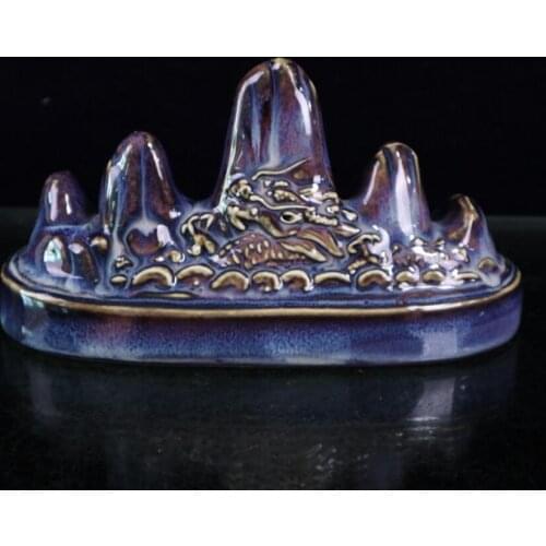 China ceramic dragon head Mountain shape Pen rack crafts statue