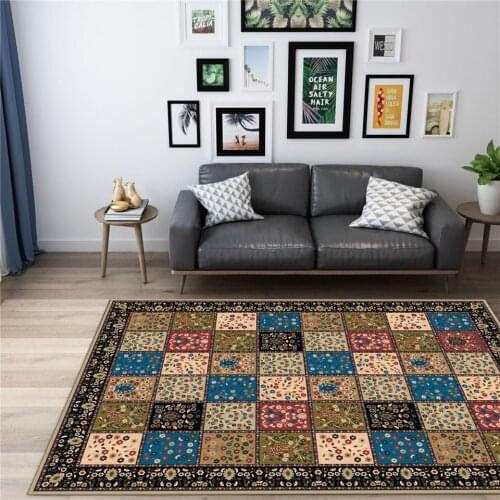 Retro Ethnic Carpet Plaid Floral Persian Style Printed Rug For Living Room Coffee Table Sofa Carpet Hallway Carpet Washable