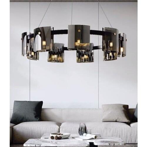 Creative Modern LED Chandelier Lighting Dining Living Room Luxury Hanging Lamp Amber/Smoky Glass Bedroom Study Deco G9 Fixtures