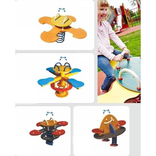 Cross four people shake joy kiddie seesaw spring rider park equipment YLW-SR20191141
