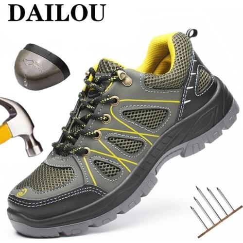 2021 Breathable Safety Shoes Men Work Sneakers Steel Toe Security Industrial Shoes Indestructible Safety Footwear Man Work Shoes