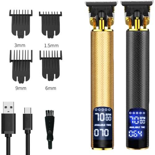 Electric Hair Clipper Man LCD 0mm Shaver Trimmer For Men Barber Professional Beard Rechargeable Hair Cutting Machine T9 USB