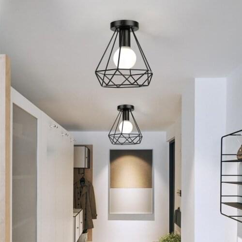 E27 Metal Ceiling Lights Iron Lampshade Black Retro Dinning Room Bedroom HangLamp Ceiling Lights Fashion Romantic Parlor HWC