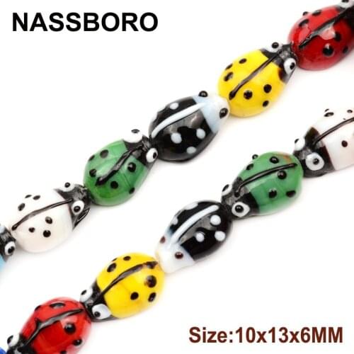 Mix Cute Ladybug Glazed Glass Beads Lampwork Beads Wholesale Beetle Spacer Beads Fit DIY Crafts Bracelet Jewelry Making