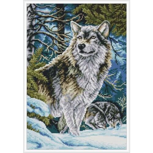 The Wolf animal Counted Cross Stitch Printed 11CT 14CT DMC Cross Stitch Sets wholesale Cross-stitch Kits Embroidery Needlework