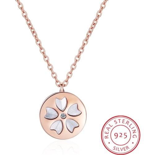 Delicate Cherry Blossom Necklace 925 Sterling Silver Clear CZ Statement Jewelry for Women Heart-shaped Collarbone Chain Choker