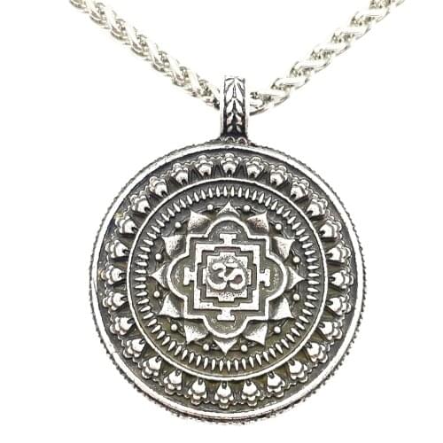 Nostalgia Mandala Pendant Buddhist Lotus Flower Om Yoga Necklace Chakra Buddha Geometry Indian Jewelry