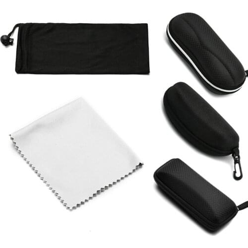 2021 New Design Portable Black Zipper Dustproof Sunglasses Protective Case Simple Microfiber Bag Soft Glasses Accessories