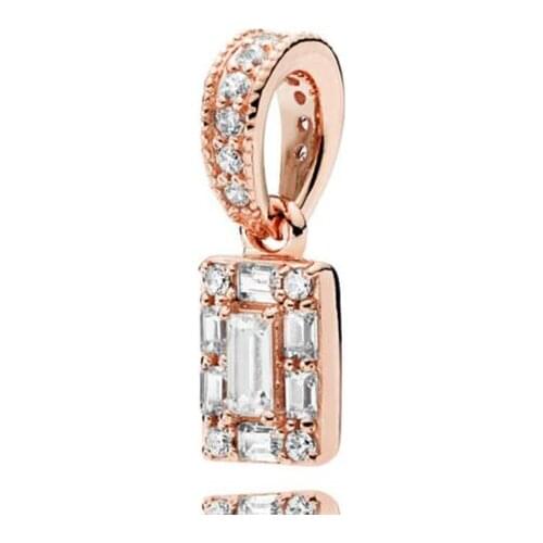 Genuine 925 Sterling Silver Bead Charm Rose Luminous Ice With Crystal Pendant Fit Pan Bracelet & Necklace Diy Jewelry