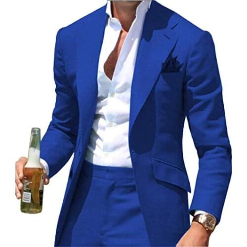 Latest Coat Pant Designs Royal Blue Men Suit Casual Slim Fit Wedding Tuxedo Tailor Made Groom Prom Party Blazer Terno Masculino