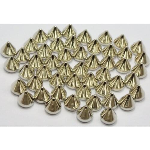 200 Silver Tone Metallic Acrylic Rock Punk Spike Taper Stud Flatback 6X6mm No hole