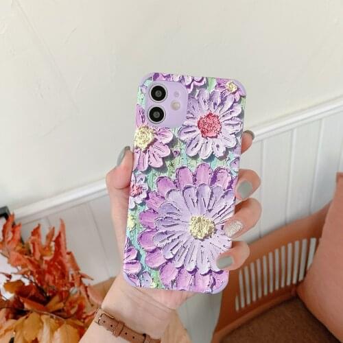 Cute Pattern Flower Case For iPhone 12 Mini 11 Pro Max X XS MAX XR SE 2020 8 Plus 7 6 6S Plus Silicone Back Soft Cover