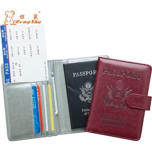 USA Oil Portable Magnet Buckle Passport Cover Travel Passport Holder Built In Rfid Blocking Protect Personal Information