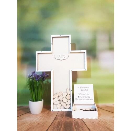 Wedding Guest Book Customized First Communion Cross Baby Shower Baptism Alternative Signature Drop Box