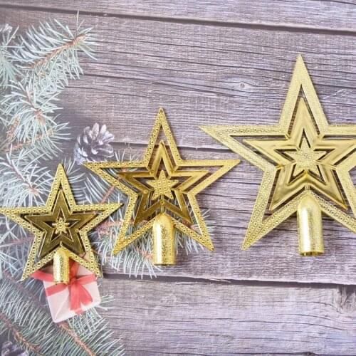 10/15/20Cm Christmas Tree Decorations Top Star Shiny Gold Powder Five-Pointed Star For New Year Decor Christmas Ornaments