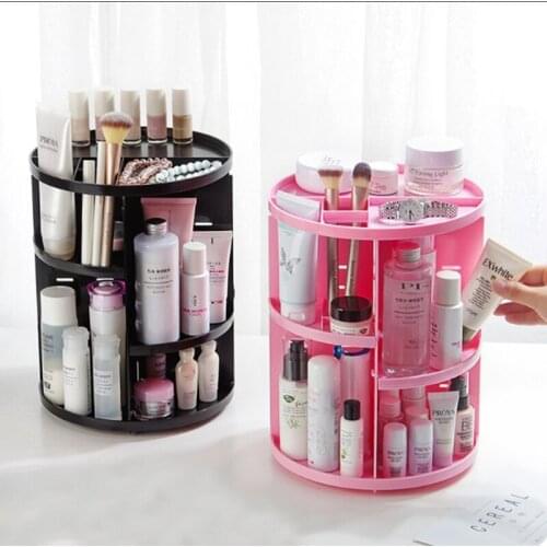360 Rotating Cosmetic Storage Rack Organizer Adjustable Rotating Storage Box Large-capacity Cosmetic Brush Lipstick Storage Rack