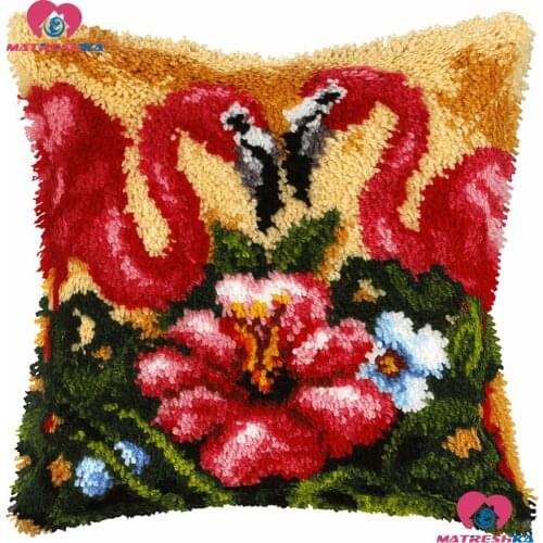 DIY Latch Hook Kits cross stitch pillow Flamingo diy Embroidery Accessories 3d Printed Canvas Knooppakket Kleed La Casa De Papel