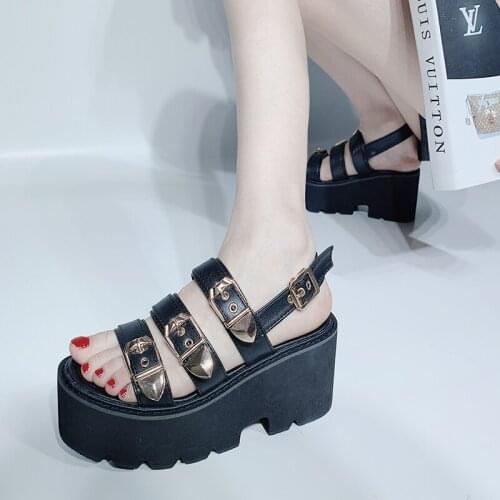Summer shoesNew Big Size Sexy Women Shoe Peep Toe Heel Wedges High Heels Sandals Gladiator Cross Strap platform shoes