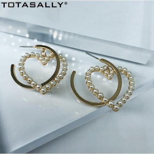 TOTASALLY New Arrival Earrings Simulated Pearl Heart/ Square/ Circle/ Treangle/ Star Stud Earrings for Women Girl Gift Dropship