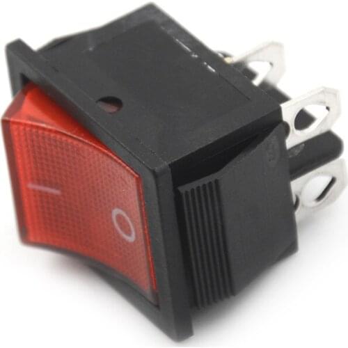 1PCS Durable Red Button Rocker Switch With Cover 4 Plugs 16A 250V Electrical Equipment Switches 37 * 30 * 30mm